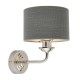 Wall Lights - Highclere - Charcoal Linen & Bright Nickel Single Wall Lamp Endon-94408 - Highclere - Charcoal Linen & Bright Nickel Single Wall Lamp