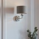Wall Lights - Highclere - Charcoal Linen & Bright Nickel Single Wall Lamp Endon-94408 - Highclere - Charcoal Linen & Bright Nickel Single Wall Lamp