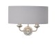 Wall Lights - Highclere - Silver Linen & Bright Nickel Twin Wall Lamp Endon-94409 - Highclere - Silver Linen & Bright Nickel Twin Wall Lamp
