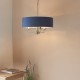 Ceiling Lights - Highclere - Blue Linen & Bright Nickel 3 Light Pendant Endon-94414 - Highclere - Blue Linen & Bright Nickel 3 Light Pendant