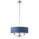 Ceiling Lights - Highclere - Blue Linen & Bright Nickel 3 Light Pendant Endon-94414 - Highclere - Blue Linen & Bright Nickel 3 Light Pendant