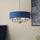 Ceiling Lights - Highclere - Blue Linen & Bright Nickel 6 Light Pendant Endon-94416 - Highclere - Blue Linen & Bright Nickel 6 Light Pendant