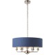 Ceiling Lights - Highclere - Blue Linen & Bright Nickel 6 Light Pendant Endon-94416 - Highclere - Blue Linen & Bright Nickel 6 Light Pendant