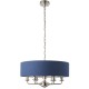Ceiling Lights - Highclere - Blue Linen & Bright Nickel 6 Light Pendant Endon-94416 - Highclere - Blue Linen & Bright Nickel 6 Light Pendant