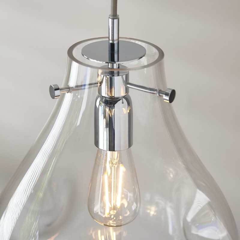 Endon-94521 - Utopia - Chrome Pendant with Clear Dimpled Glass