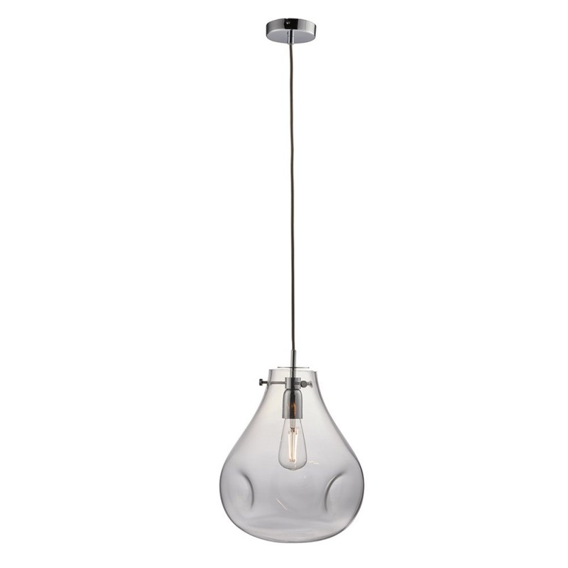 Endon-94521 - Utopia - Chrome Pendant with Clear Dimpled Glass