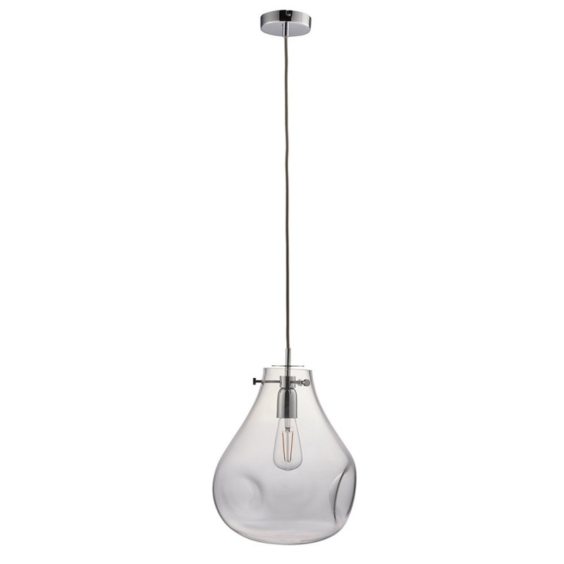 Endon-94521 - Utopia - Clear Dimpled Glass & Chrome Single Pendant