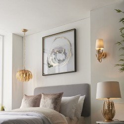 Delphine - Bright Gold Painted Floral Table Lamp with Ivory Shade Delphine - Bright Gold Painted Floral Table Lamp with Ivory Shade