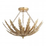 Delphine - Bright Gold Painted Floral 3 Light Ceiling Lamp Delphine - Bright Gold Painted Floral 3 Light Ceiling Lamp