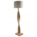 Abia - Wooden Floor Lamp with Natural Linen Shade Abia - Wooden Floor Lamp with Natural Linen Shade