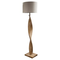 Abia - Wooden Floor Lamp with Natural Linen Shade Abia - Wooden Floor Lamp with Natural Linen Shade