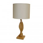Abia - Wooden Table Lamp with Natural Linen Shade