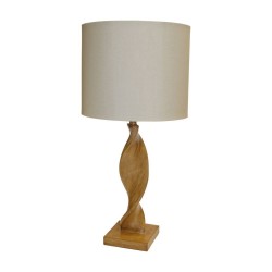 Abia - Wooden Table Lamp with Natural Linen Shade Abia - Wooden Table Lamp with Natural Linen Shade