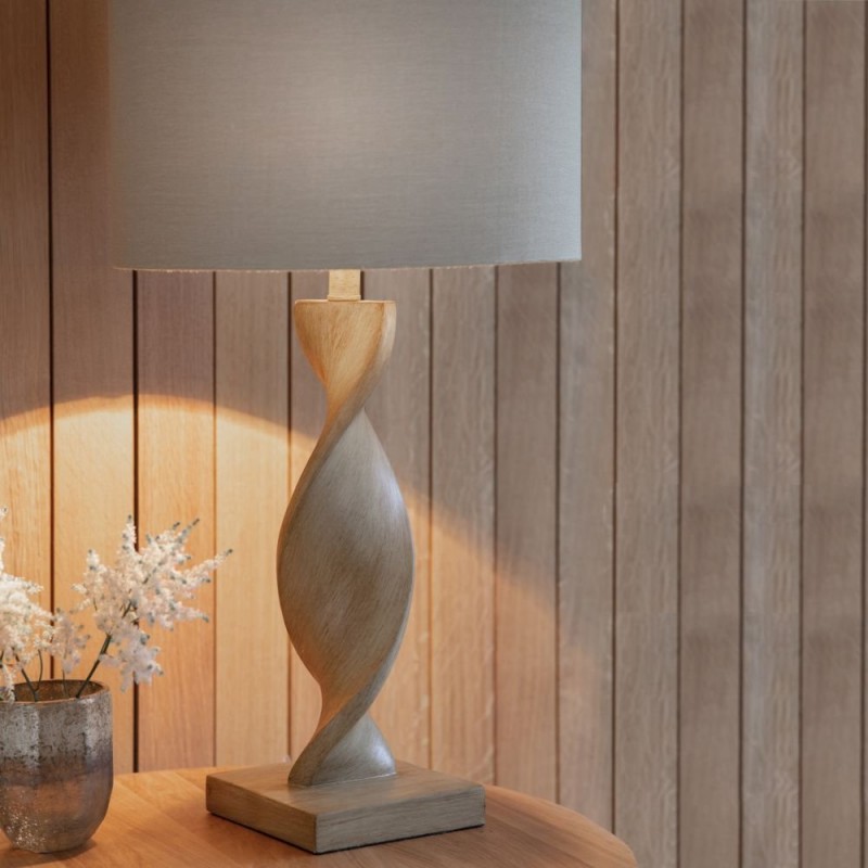 Endon-95455 - Abia - Natural Linen & Light Wood Table Lamp