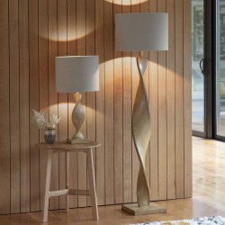 Abia - Wooden Table Lamp with Natural Linen Shade Abia - Wooden Table Lamp with Natural Linen Shade