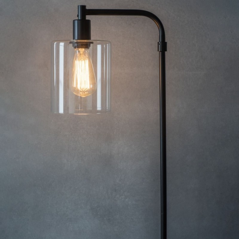 Endon-95456 - Toledo - Clear Glass & Matt Black Floor Lamp