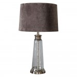 Winslet - Clear Hammered Glass Table Lamp with Grey Velvet Shade Winslet - Clear Hammered Glass Table Lamp with Grey Velvet Shade