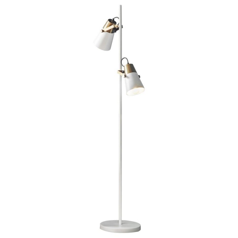 Table & Floor Lamp - Gerik - White with Aged Brass Floor Lamp Endon-95474 - Gerik - White with Aged Brass Floor Lamp