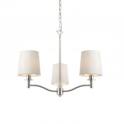 Ortona - Bright Nickel 3 Light Centre Fitting with Vintage White Shades Ortona - Bright Nickel 3 Light Centre Fitting with Vintage White Shades