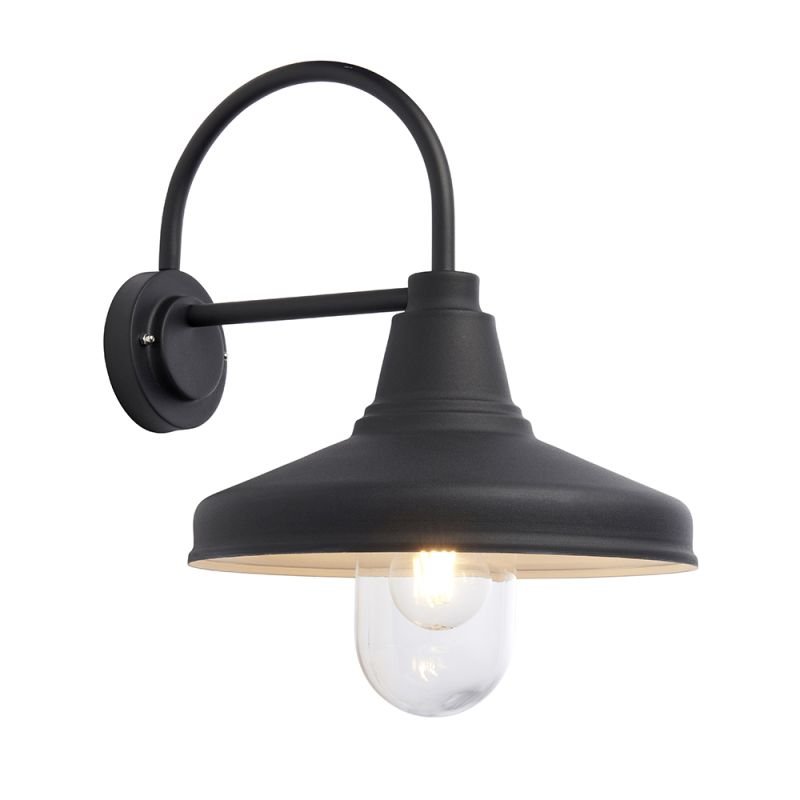 Endon-95899 - Farmhouse - Outdoor Clear Glass & Black Lantern Wall Lamp