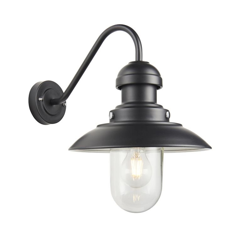 Endon-95980 - Hereford - Outdoor Clear Glass & Black Lantern Wall Lamp
