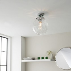 Elston - Bathroom Chrome Semi Flush with Dimple Clear Glass Elston - Bathroom Chrome Semi Flush with Dimple Clear Glass