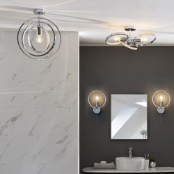 Merola - Bathroom Chrome Semi Flush with Crystal Details Merola - Bathroom Chrome Semi Flush with Crystal Details