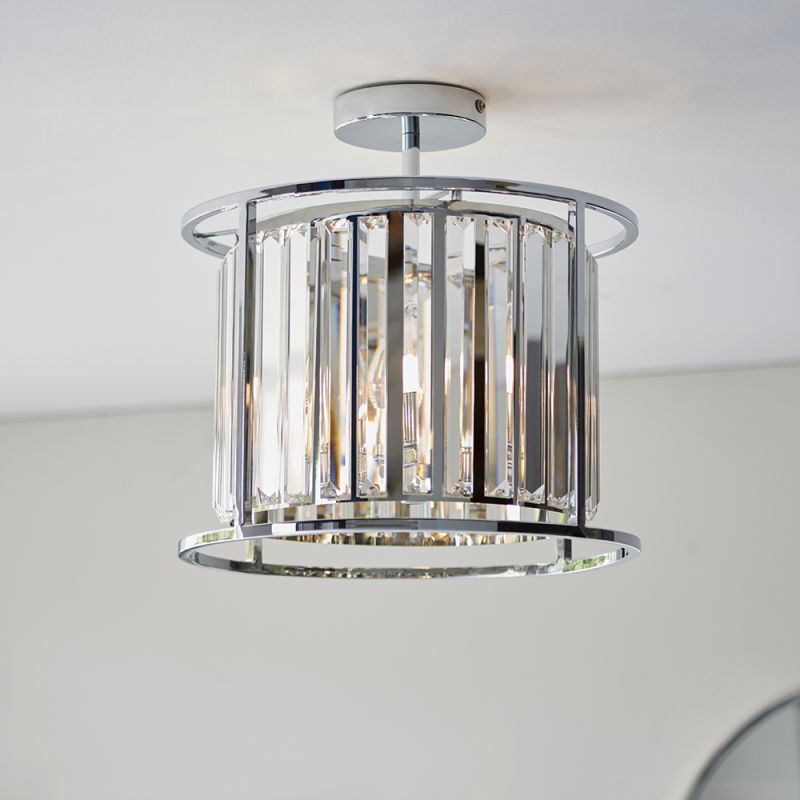 Endon-96022 - Hamilton - Bathroom Crystal & Chrome 3 Light Ceiling Lamp