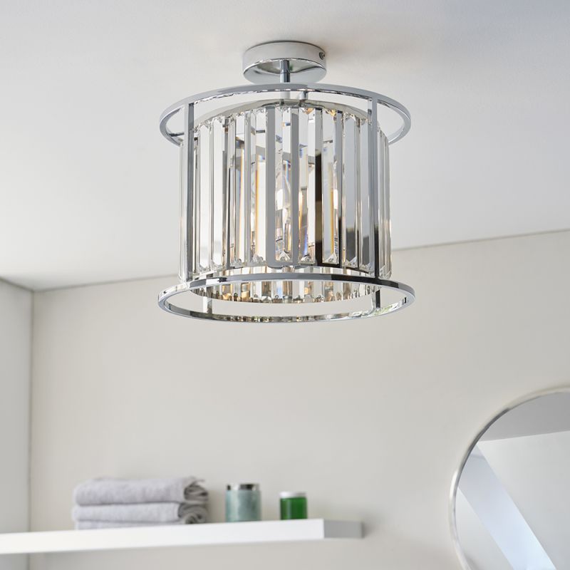 Endon-96022 - Hamilton - Bathroom Crystal & Chrome 3 Light Ceiling Lamp