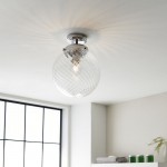 Milston - Bathroom Chrome Semi Flush with Spiral Clear Glass Milston - Bathroom Chrome Semi Flush with Spiral Clear Glass
