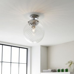 Milston - Bathroom Chrome Semi Flush with Spiral Clear Glass Milston - Bathroom Chrome Semi Flush with Spiral Clear Glass