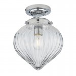 Cheston - Bathroom Chrome Semi Flush with Ribbed Clear Glass Cheston - Bathroom Chrome Semi Flush with Ribbed Clear Glass