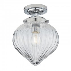 Cheston - Bathroom Chrome Semi Flush with Ribbed Clear Glass Cheston - Bathroom Chrome Semi Flush with Ribbed Clear Glass