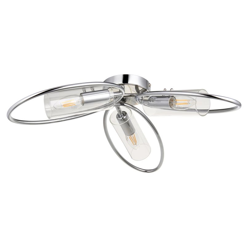 Endon-96833 - Amari - Clear Glass & Chrome 3 Light Ceiling Lamp