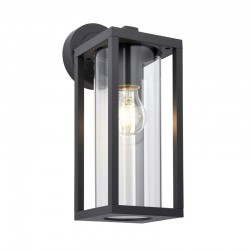 Hamden - Outdoor Textured Black Wall Lamp with Clear Glass