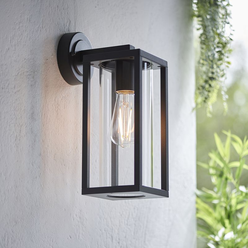 Endon-96917 - Hamden - Outdoor Clear Glass & Textured Black Wall Lamp