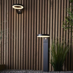 Ebro - Black Solar Wall Lamp With Photocell & PIR Ebro - Black Solar Wall Lamp With Photocell & PIR