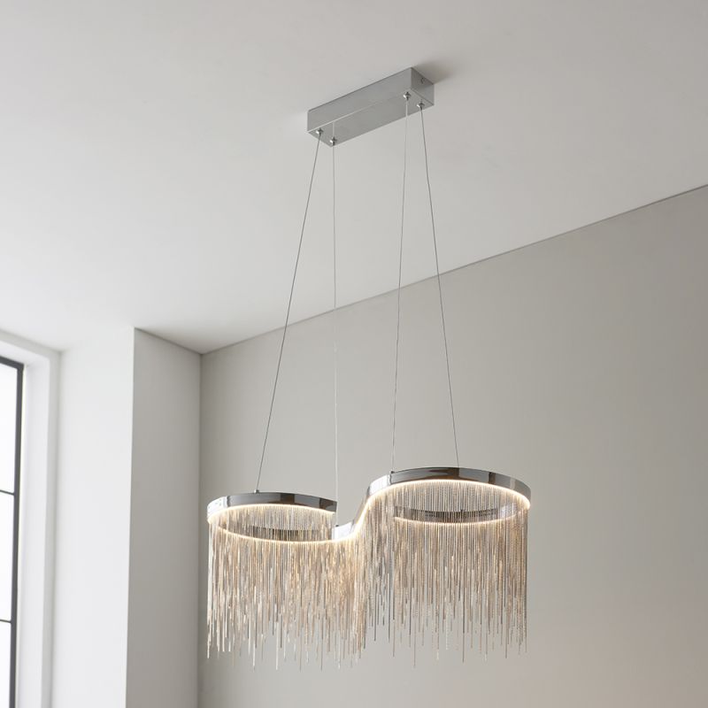 Endon-97195 - Orphelia - LED Chrome with Delicate Chains over Island Fitting