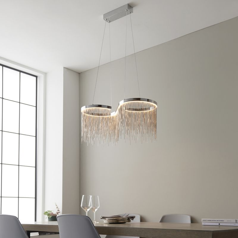 Kitchen Lights - Orphelia - LED Chrome with Delicate Chains over Island Fitting Endon-97195 - Orphelia - LED Chrome with Delicate Chains over Island Fitting