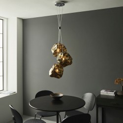 Rock - Chrome 3 Light Cluster Pendant with Metallic Bronze Glasses Rock - Chrome 3 Light Cluster Pendant with Metallic Bronze Glasses