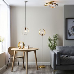 Hoop - Brushed Brass, Nickel, Copper 3 Light Semi-Flush Hoop - Brushed Brass, Nickel, Copper 3 Light Semi-Flush