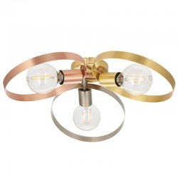 Hoop - Brushed Brass, Nickel, Copper 3 Light Semi-Flush Hoop - Brushed Brass, Nickel, Copper 3 Light Semi-Flush