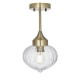 Endon-97684 - Addington - Clear Ribbed Glass & Antique Brass Ceiling Lamp
