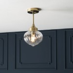 Addington - Antique Brass Ceiling Lamp with Clear Ribbed Glass Addington - Antique Brass Ceiling Lamp with Clear Ribbed Glass