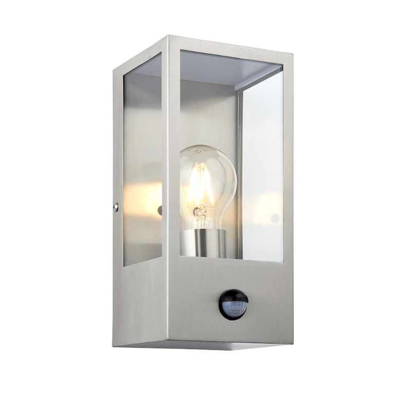 Saxby-97820 - Breton - Outdoor Stainless Steel Lantern PIR Wall Lamp
