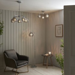 Dimple - Chrome 5 Light Semi-Flush with Smoked Dimpled Glass Dimple - Chrome 5 Light Semi-Flush with Smoked Dimpled Glass