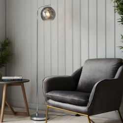 Dimple - Chrome Floor Lamp with Smoked Dimpled Glass Dimple - Chrome Floor Lamp with Smoked Dimpled Glass