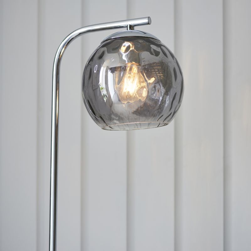 Endon-97978 - Dimple - Smoked Dimpled Glass & Chrome Single Floor Lamp
