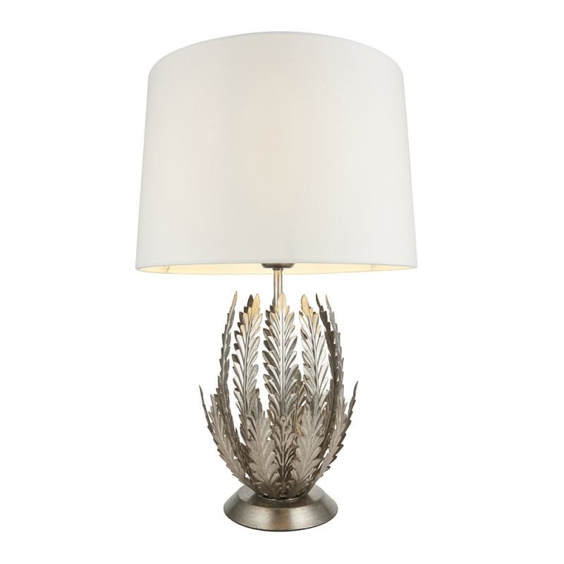 Endon-98046 - Delphine - Ivory Shade & Bright Silver Painted Floral Table Lamp