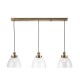 Endon-98114 - Hansen - Antique Brass with Clear Glass 3 Light over Island Fitting